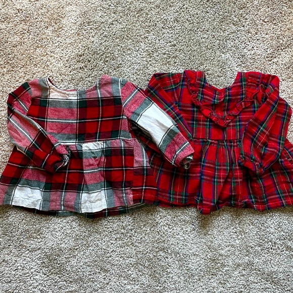 Baby girl Carters holiday tops plaid Christmas blouses long sleeve size 9 months - Picture 1 of 10